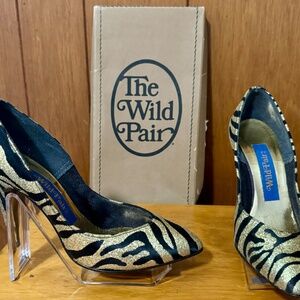 Wild Pair Zebra Glitter Gold Shoes